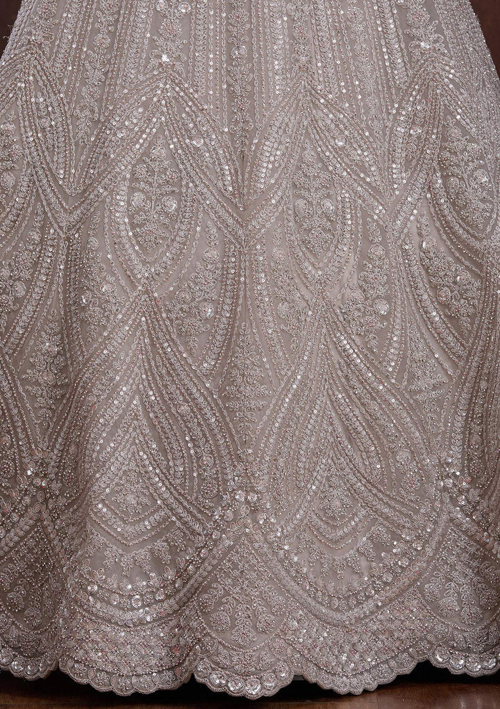 Light Grey Cording Net Readymade Lehenga