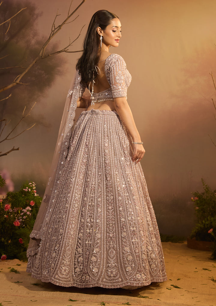 Lavender Cording Net Readymade Lehenga