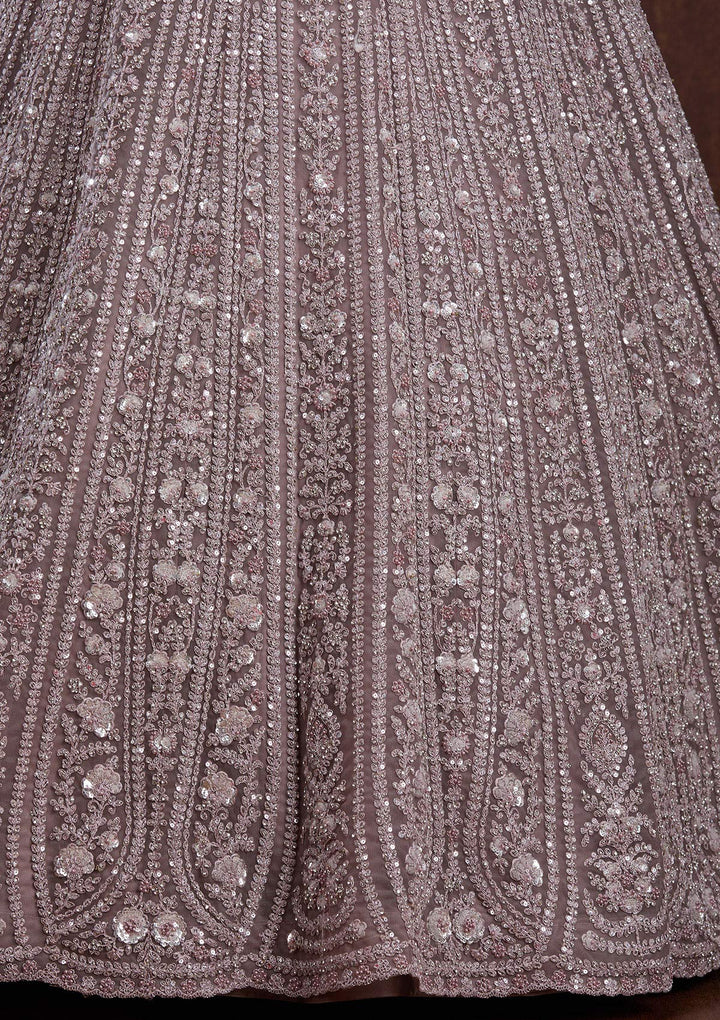 Lavender Cording Net Readymade Lehenga