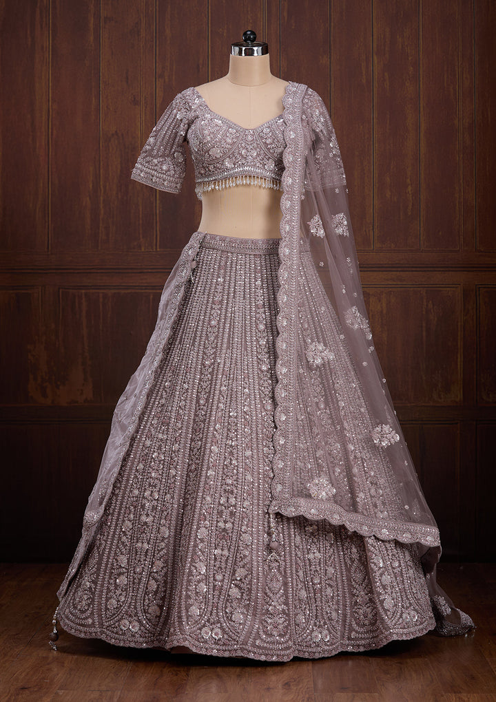 Lavender Cording Net Readymade Lehenga