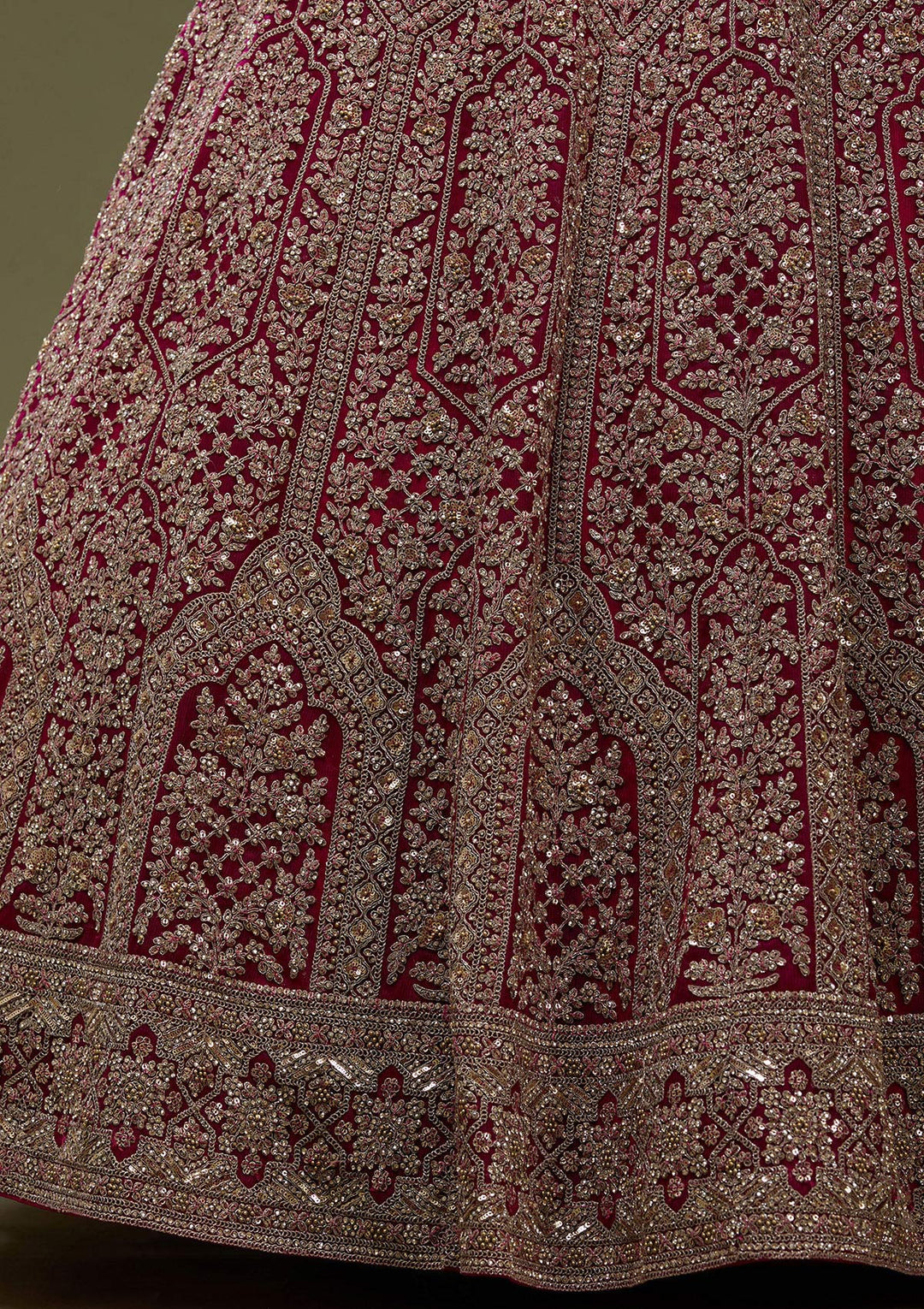Maroon Zariwork (Gold) Net Readymade Lehenga