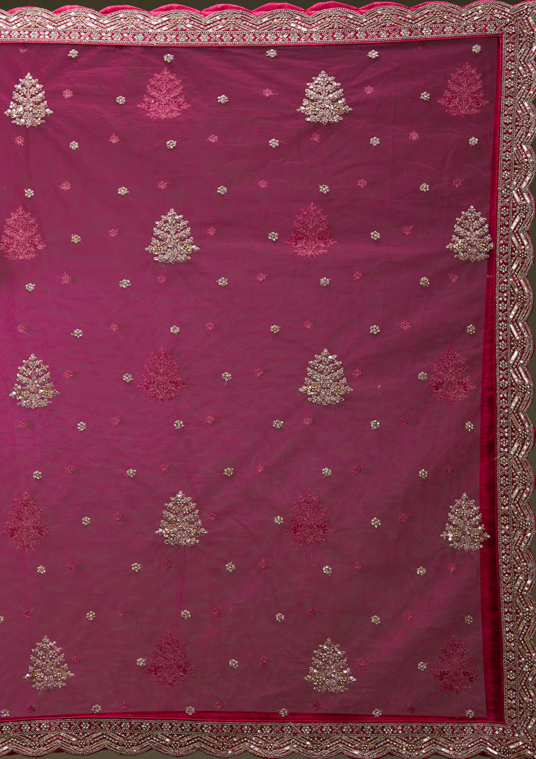 Maroon Zariwork (Gold) Net Readymade Lehenga