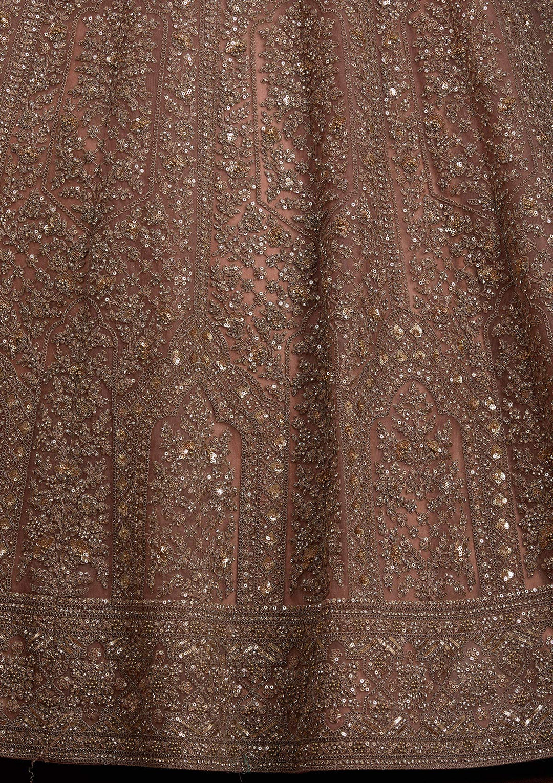 Peach Cording Net Readymade Lehenga