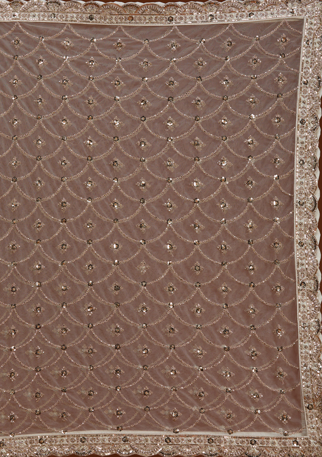 Cream Zariwork (Gold) Net Readymade Lehenga