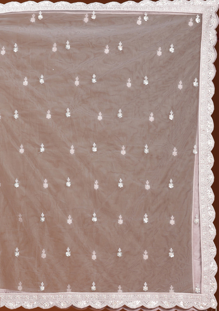Baby Pink Zariwork (Silver) Net Readymade Lehenga