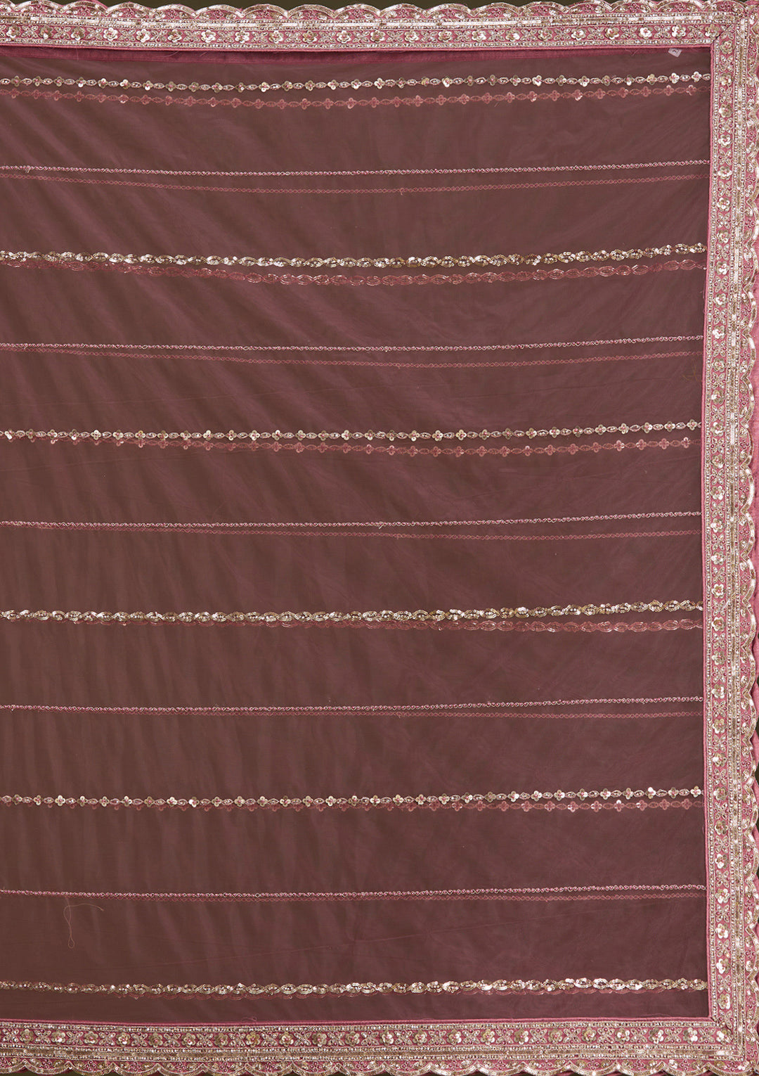 Onion Pink Sequins Net Readymade Lehenga