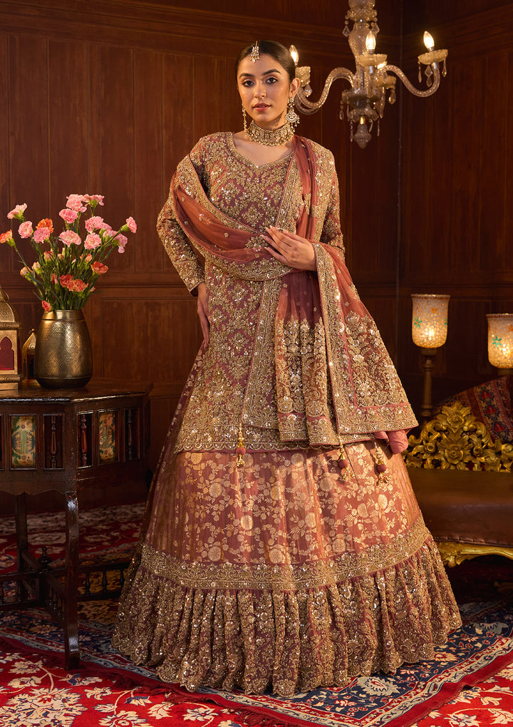 Mauve Cording Georgette Readymade Lehenga