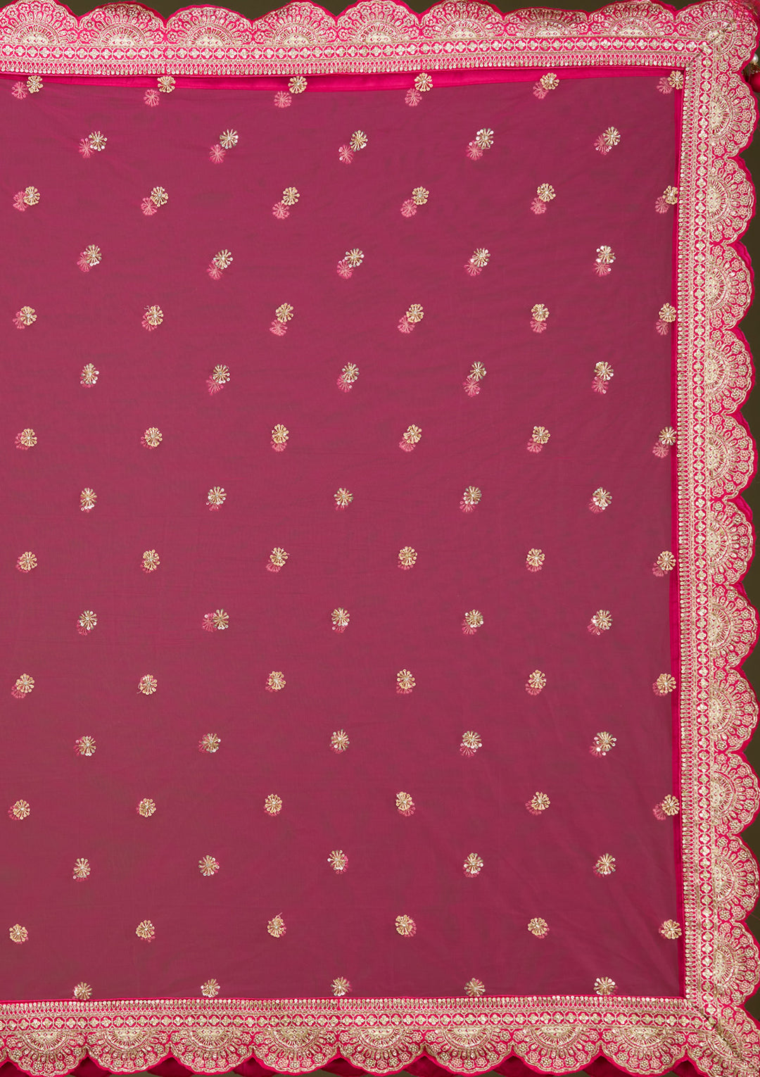 Rani Pink Zardozi (Gold) Raw Silk Readymade Lehenga