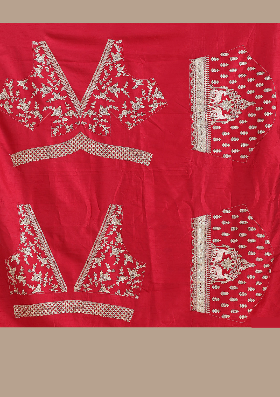 Rani Pink Zardozi (Gold) Raw Silk Semi-Stitched Lehenga