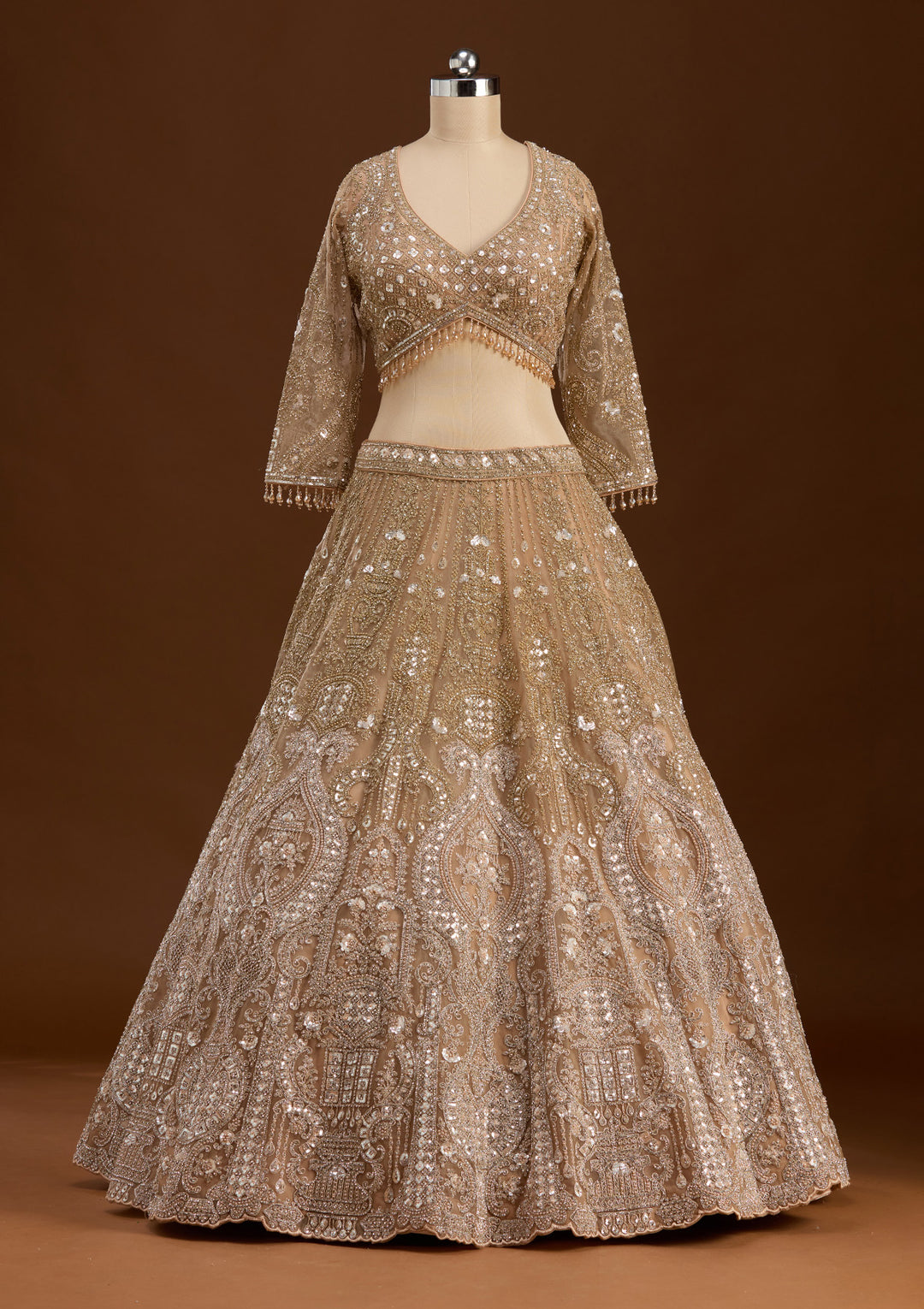 Gold Stonework (Gold) Net Readymade Lehenga