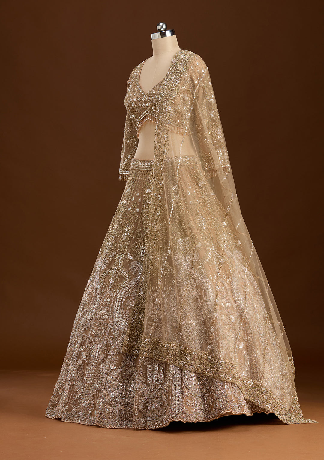 Gold Stonework (Gold) Net Readymade Lehenga