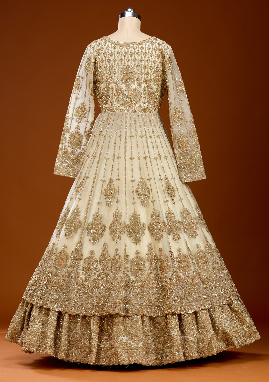 Gold Cording Net Readymade Lehenga