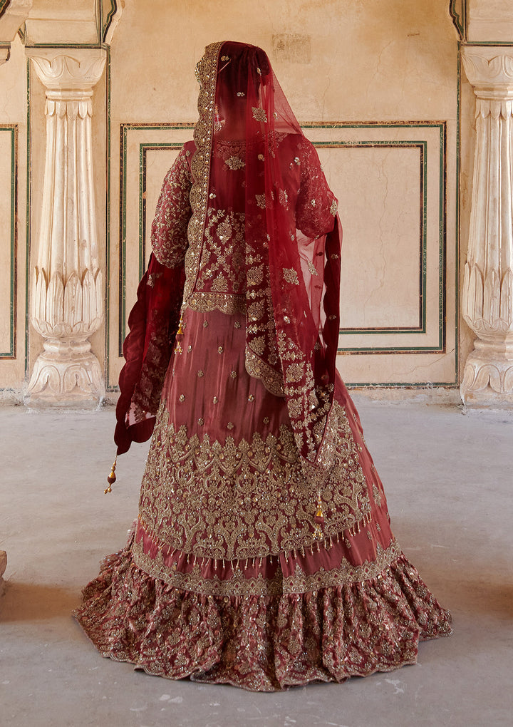 Maroon Stonework (Gold) Tissue Readymade Lehenga