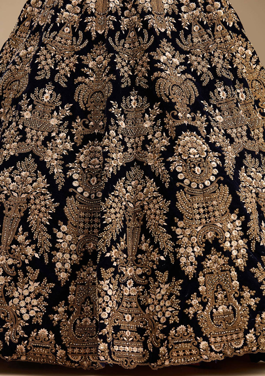 Blue Cording Velvet Readymade Lehenga