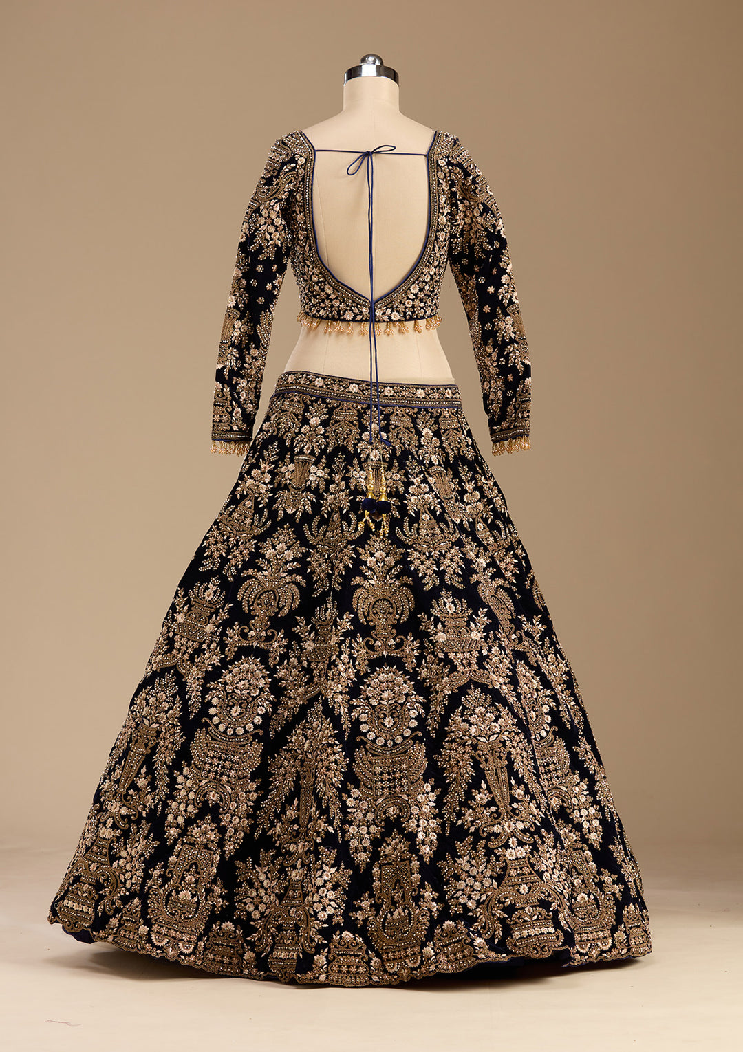 Blue Cording Velvet Readymade Lehenga