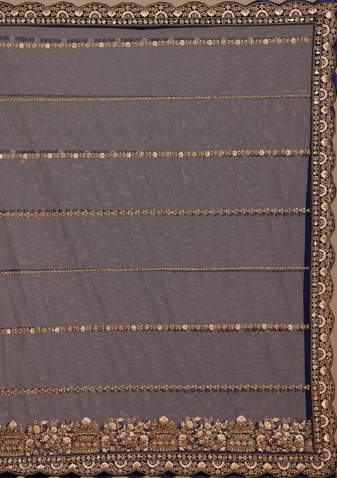 Blue Cording Velvet Readymade Lehenga