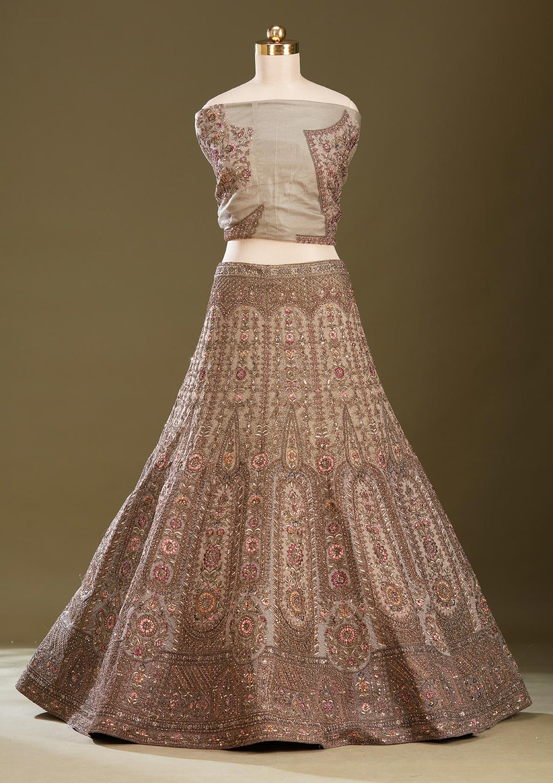 Mehendi Cording Net Readymade Lehenga