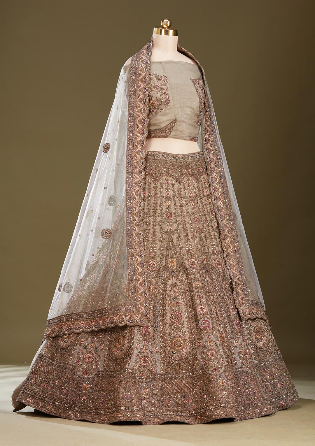 Mehendi Cording Net Readymade Lehenga