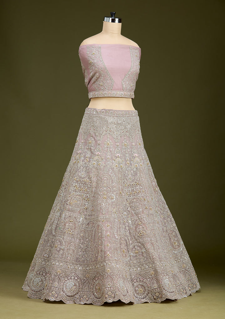 Light Lavender Cording Net Readymade Lehenga