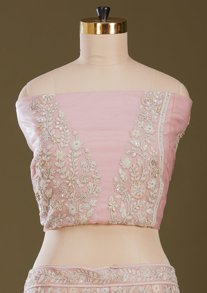 Pink Sequins Net Readymade Lehenga