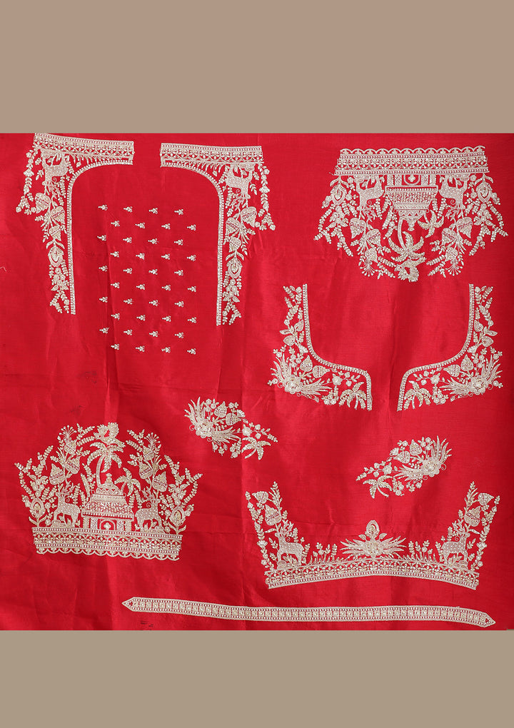 Red Zardozi (Gold) Raw Silk Readymade Lehenga