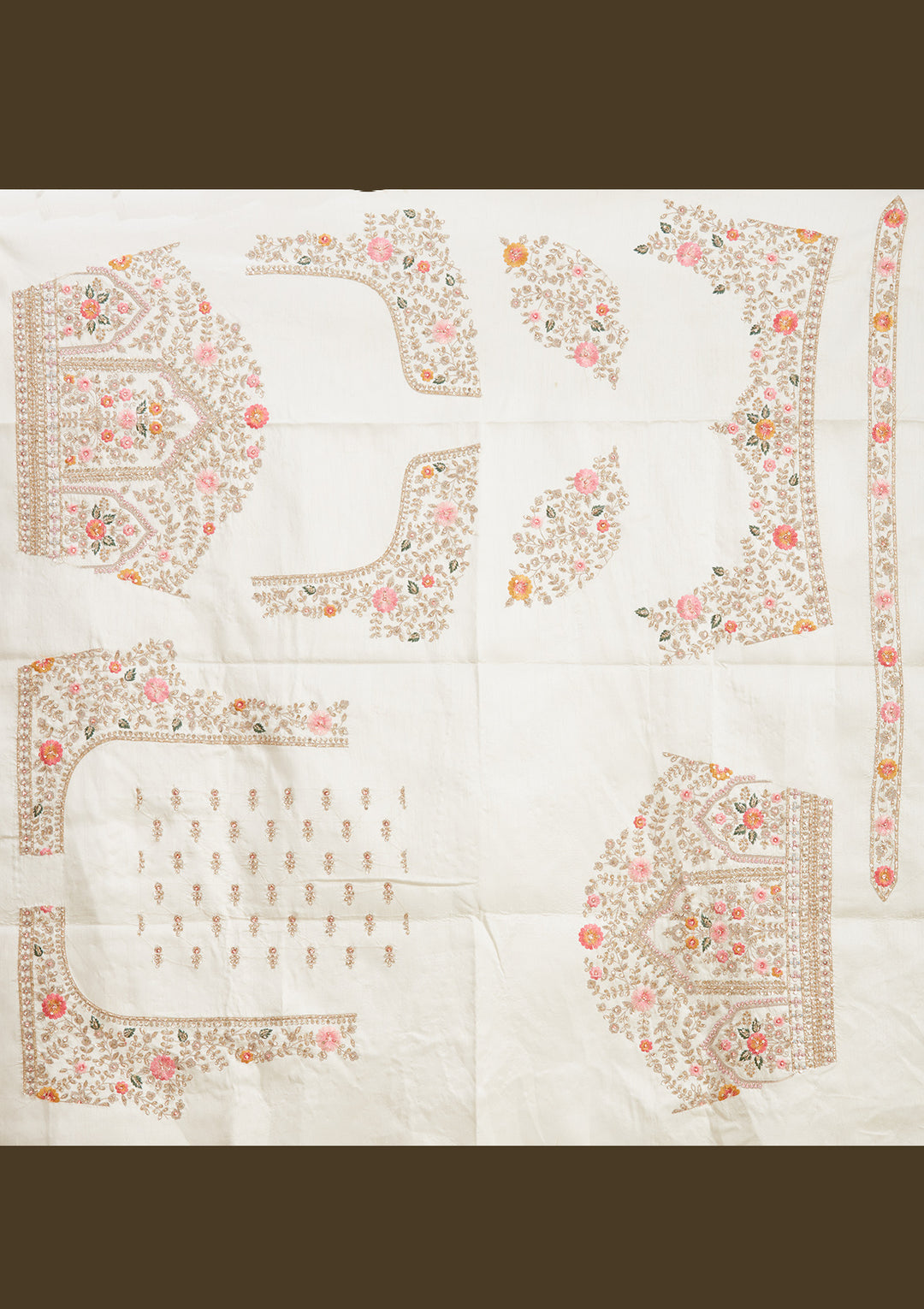 Cream Zardozi (Gold) Raw Silk Readymade Lehenga