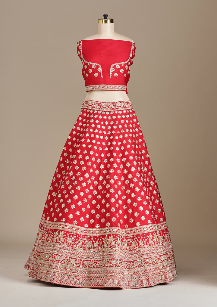 Maroon Zardozi (Gold) Raw Silk Readymade Lehenga