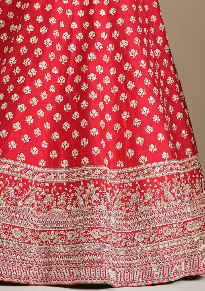 Maroon Zardozi (Gold) Raw Silk Readymade Lehenga
