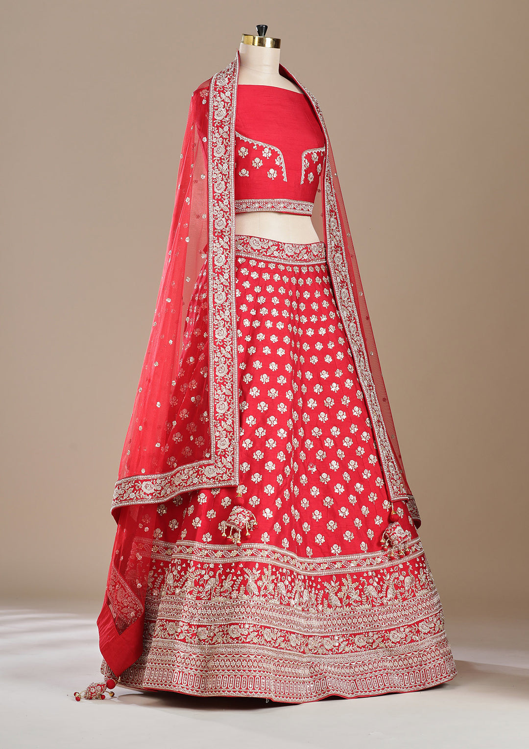 Maroon Zardozi (Gold) Raw Silk Readymade Lehenga