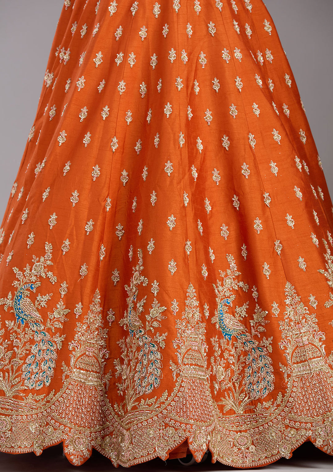 Rust Zardozi (Gold) Raw Silk Readymade Lehenga