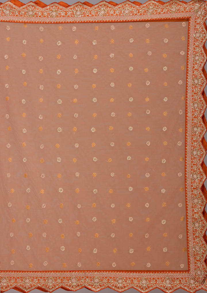 Rust Zardozi (Gold) Raw Silk Readymade Lehenga