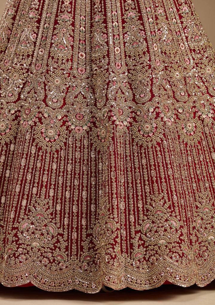 Maroon Sequins Net Readymade Lehenga
