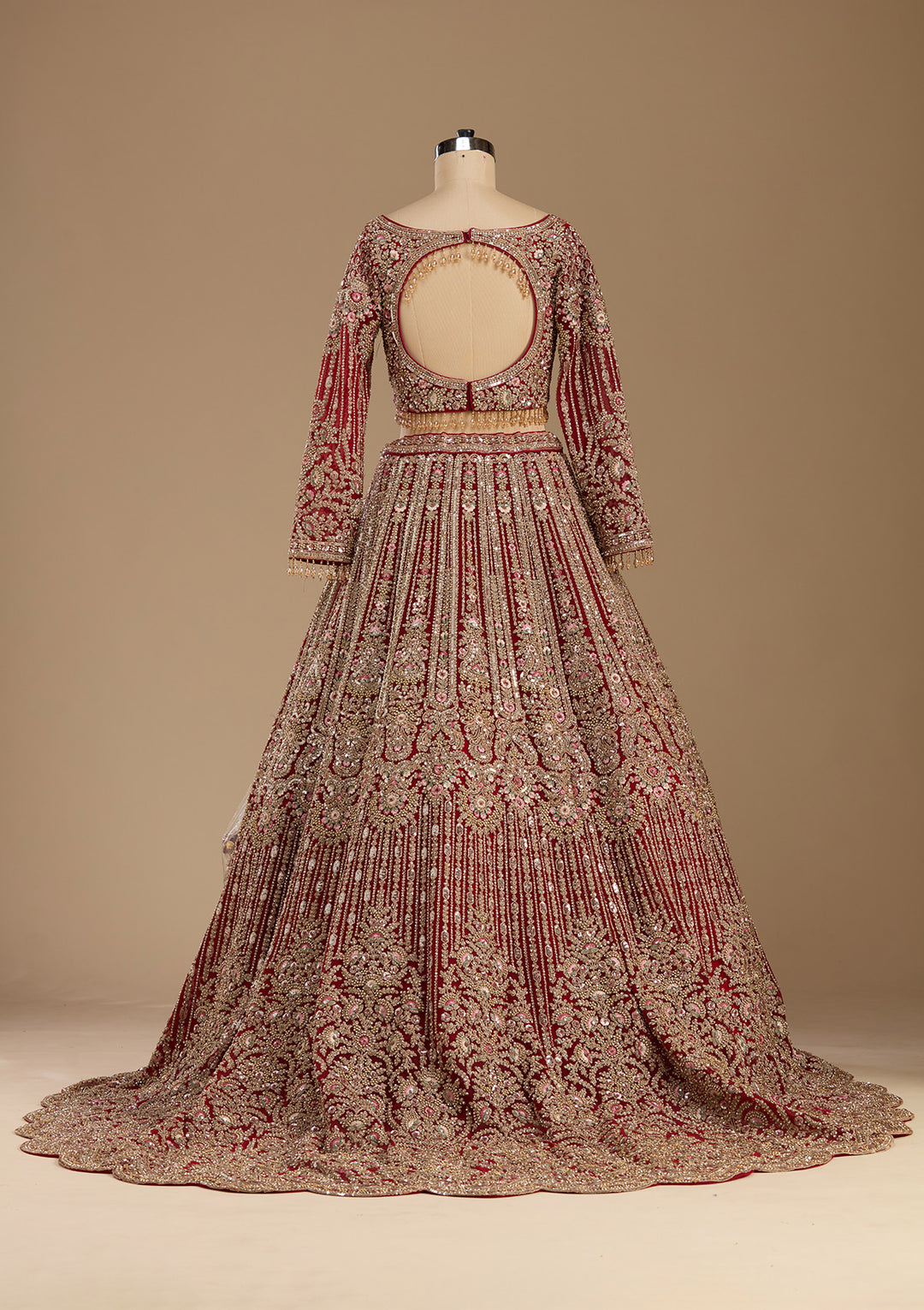 Maroon Sequins Net Readymade Lehenga