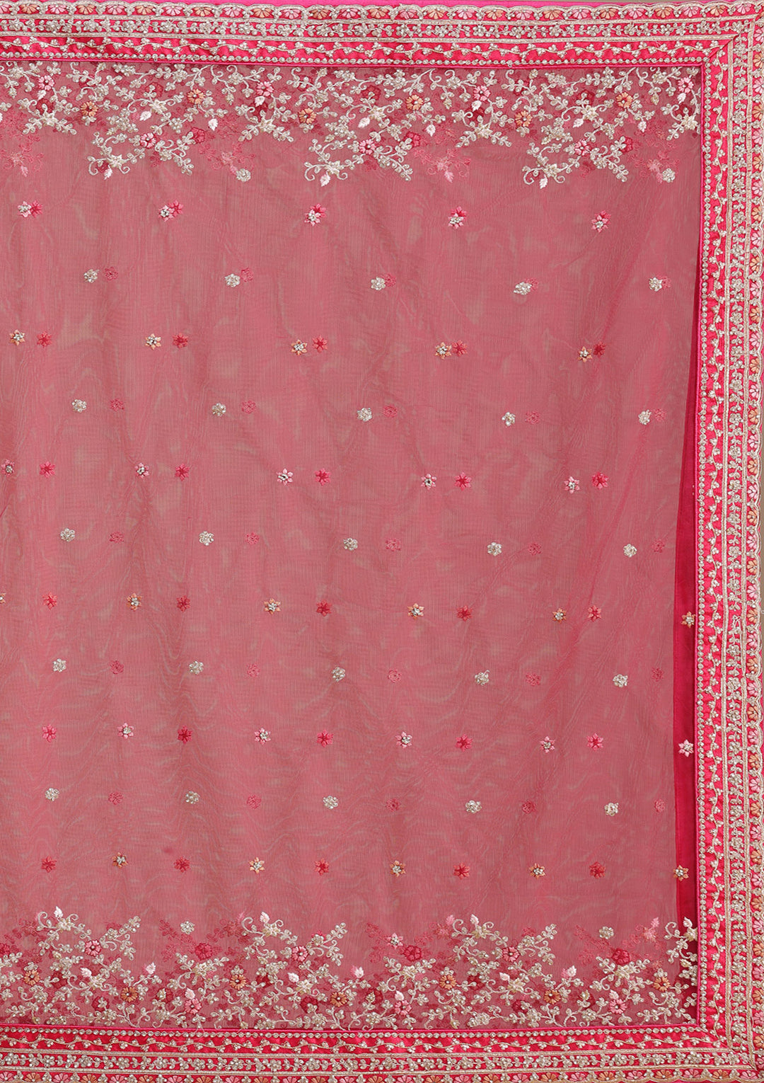 Rani Pink Stonework (Gold) Raw Silk Readymade Lehenga