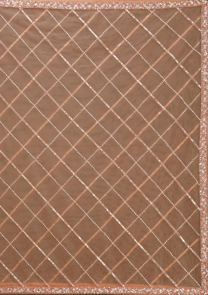 Copper Sequins Net Readymade Lehenga