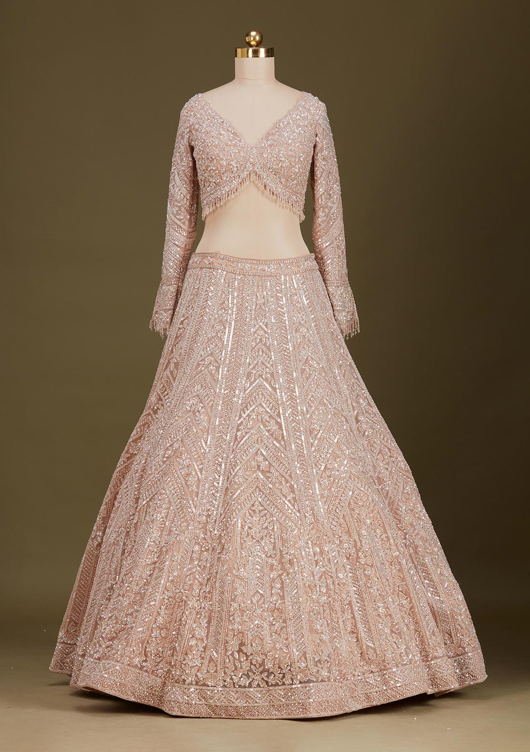 Gold Sequins Net Readymade Lehenga