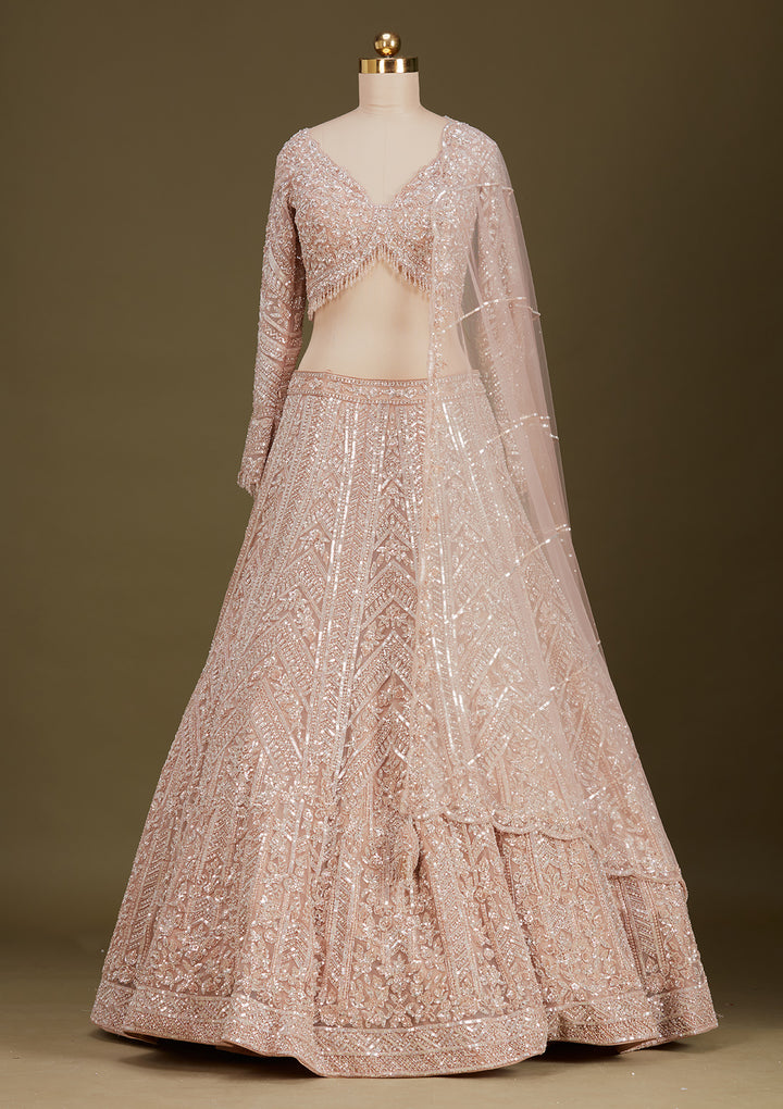 Gold Sequins Net Readymade Lehenga