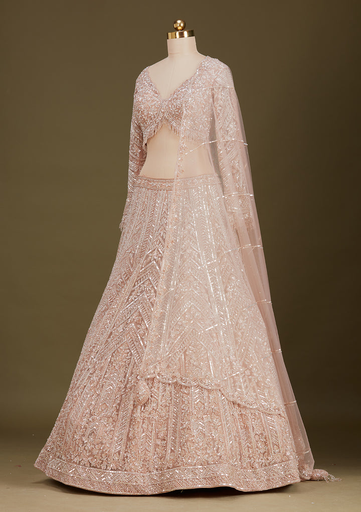 Gold Sequins Net Readymade Lehenga