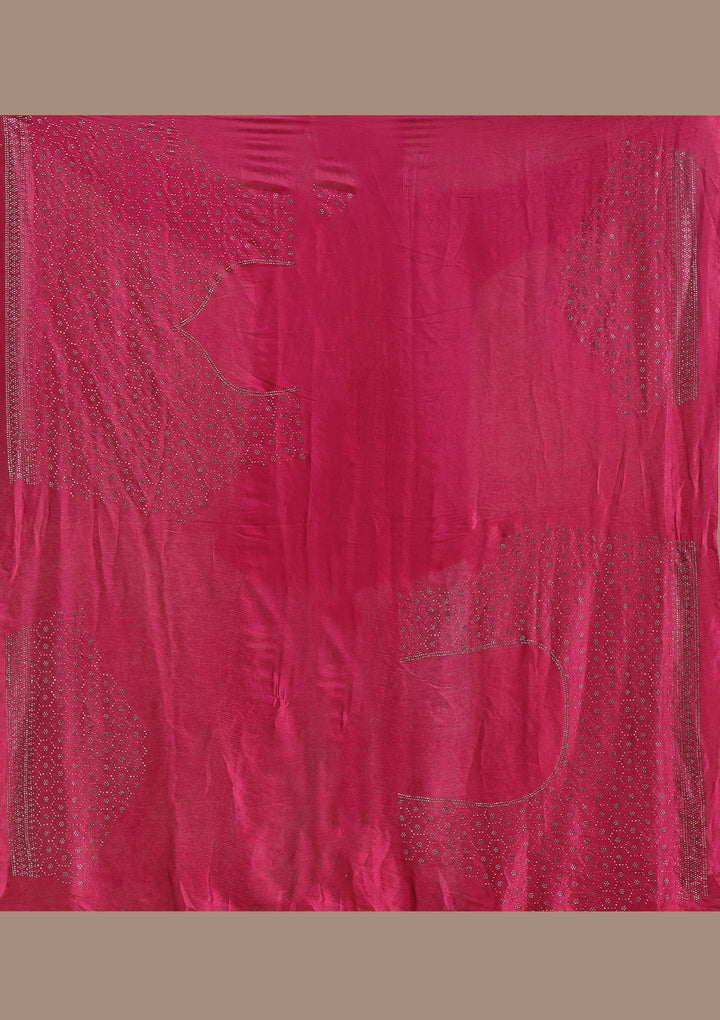 Rani Pink Sequins Semi Crepe Semi-Stitched Lehenga