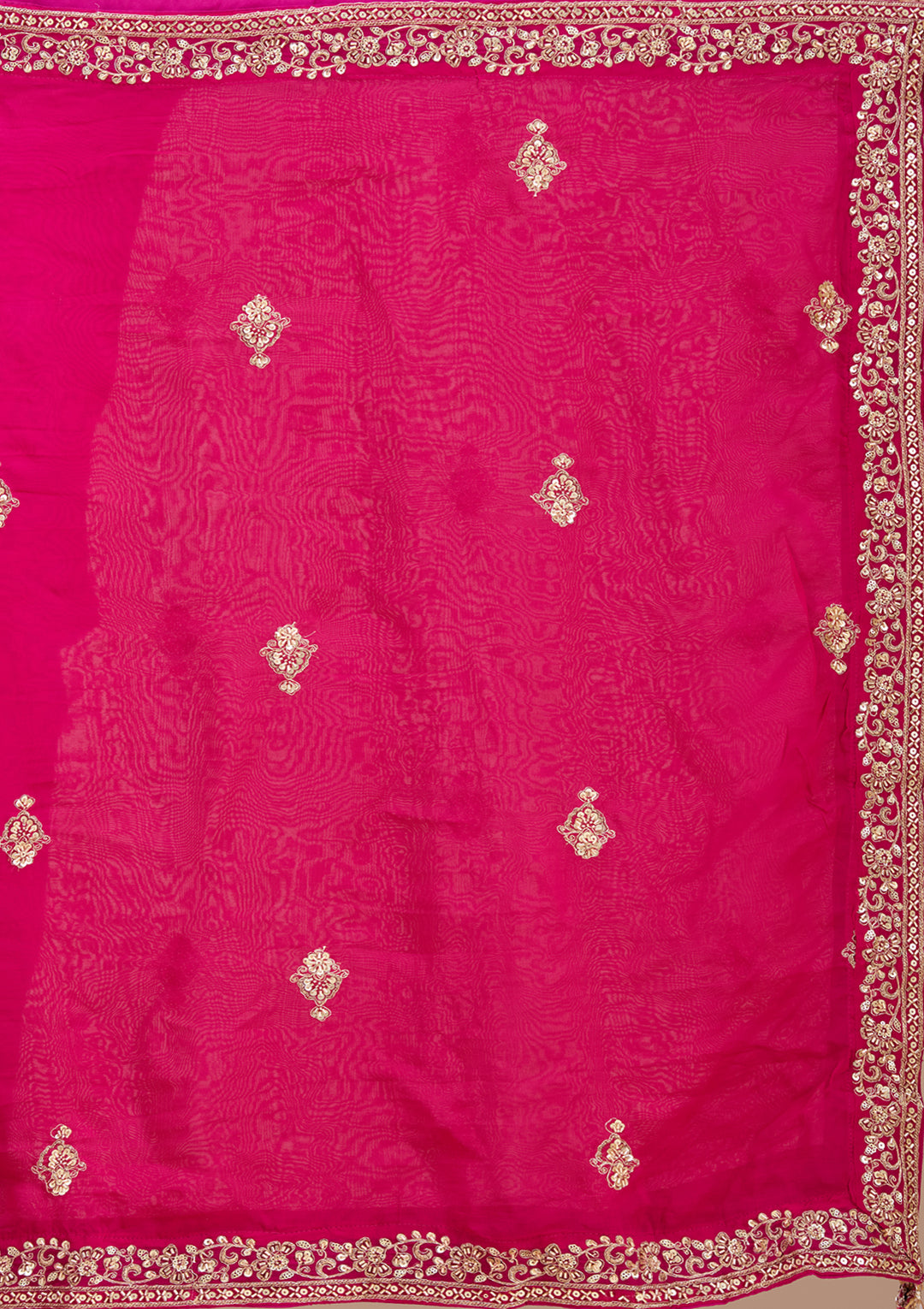 Magenta Pink Zariwork (Gold) Raw Silk Readymade Lehenga
