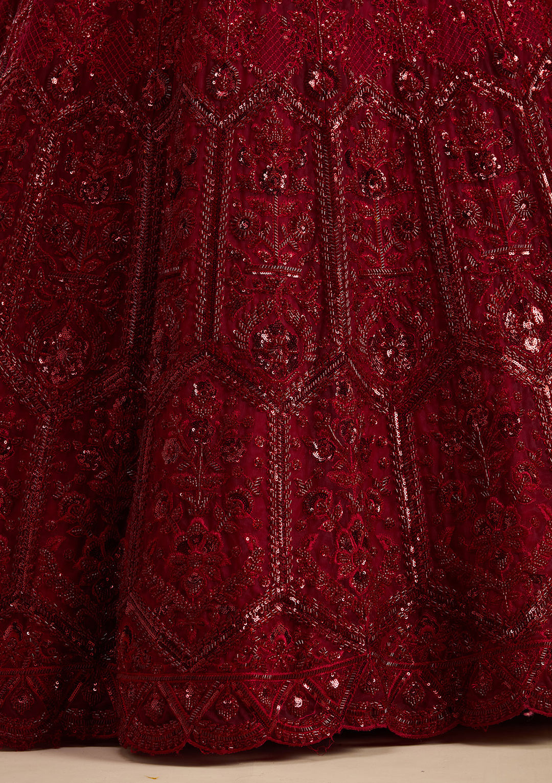 Maroon Cutdana Net Readymade Lehenga