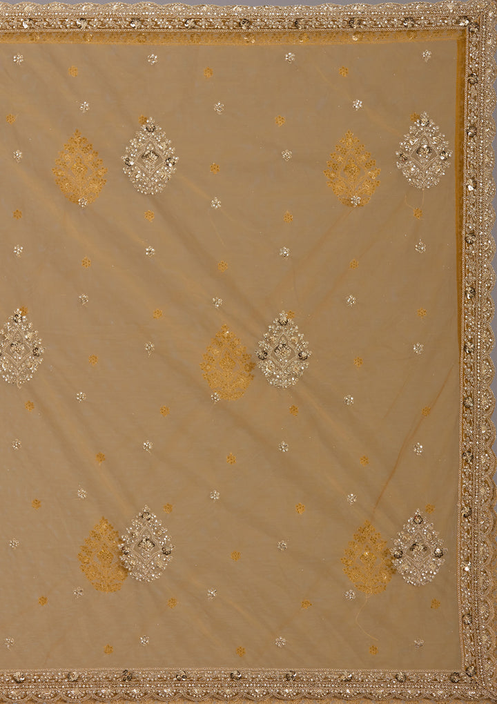 Mustard Sequins Net Readymade Lehenga