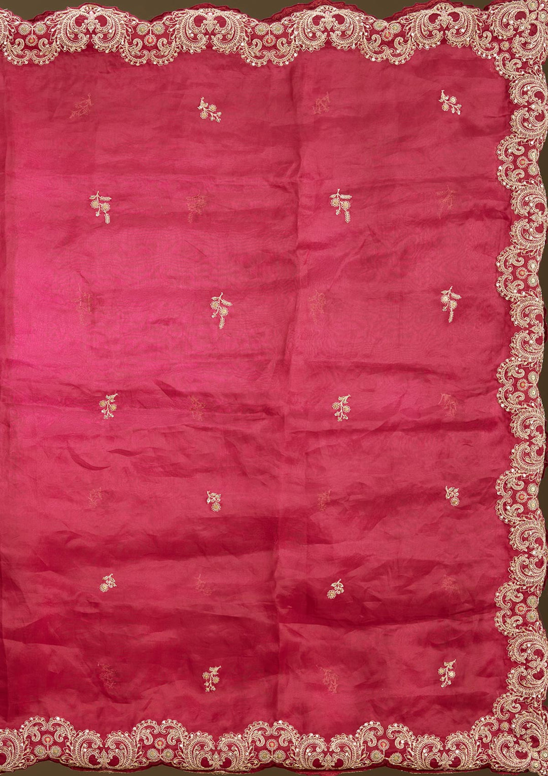 Dark Maroon Zardozi (Gold) Raw Silk Readymade Lehenga