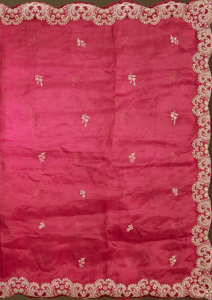 Dark Maroon Zardozi (Gold) Raw Silk Readymade Lehenga