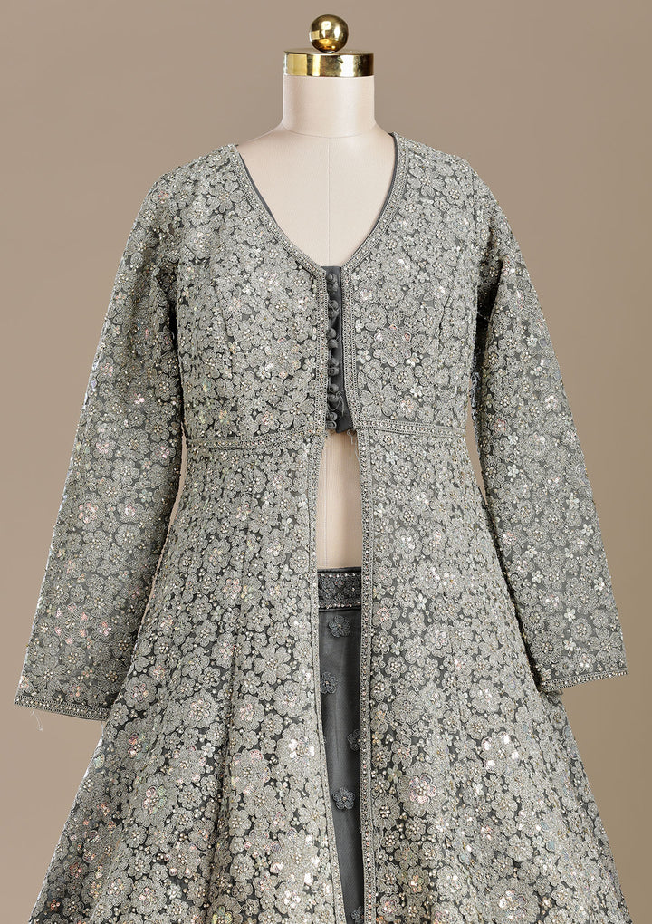 Mehendi Cording Net Readymade Lehenga