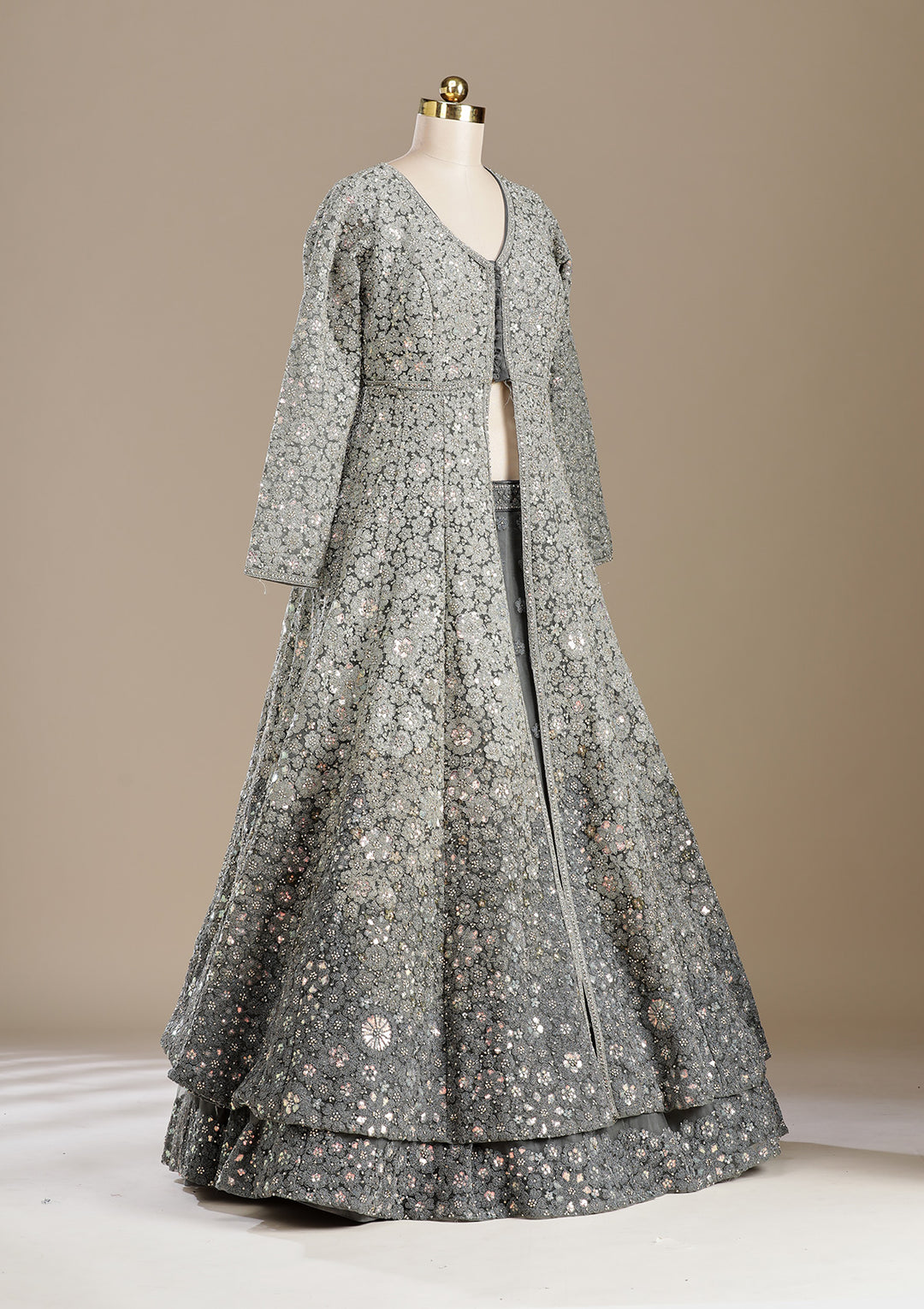 Mehendi Cording Net Readymade Lehenga