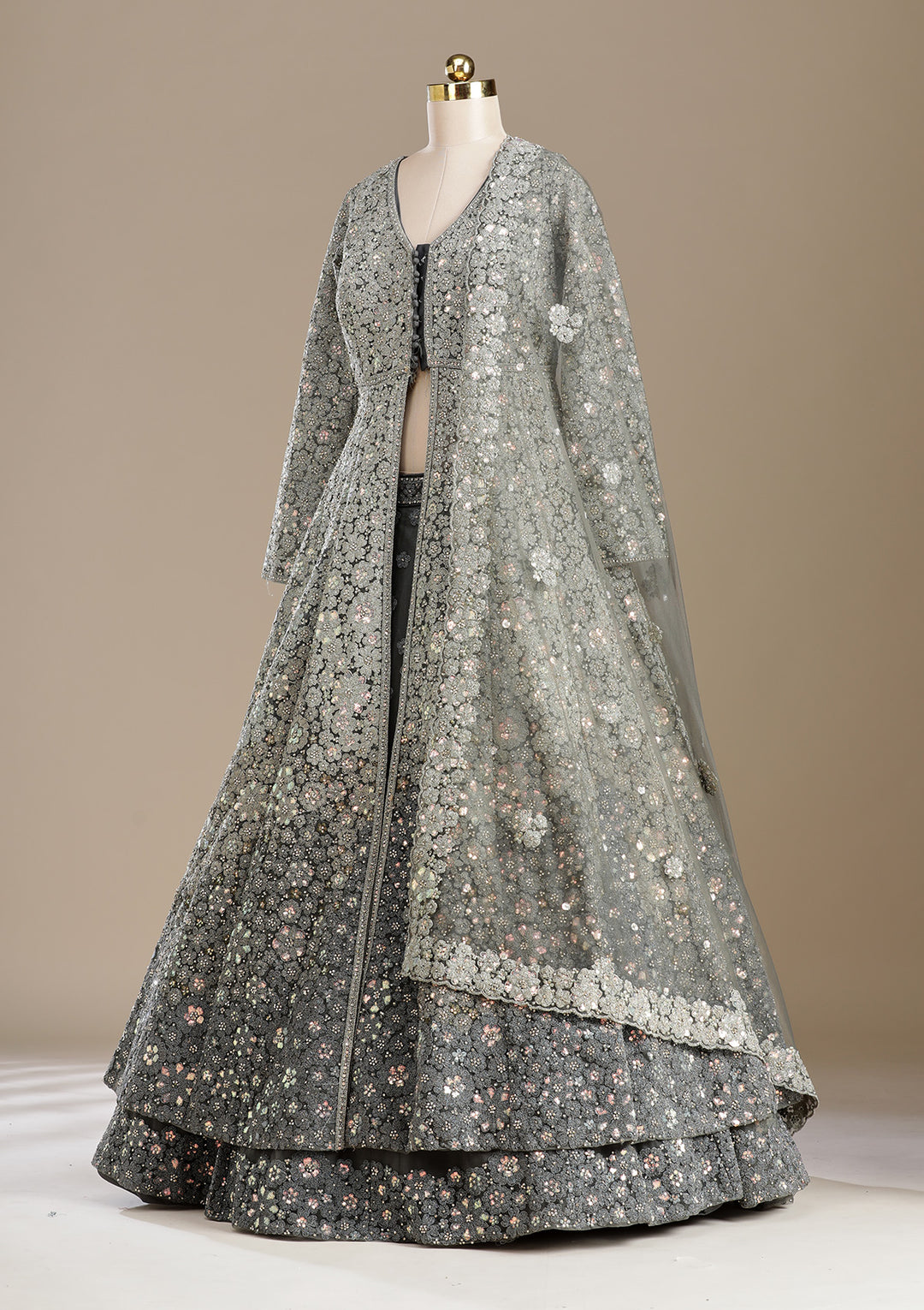 Mehendi Cording Net Readymade Lehenga