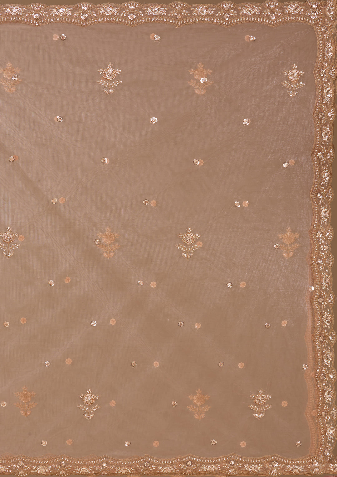 Cutdana Peach Net Stitched Lehenga Blouse With Dupatta