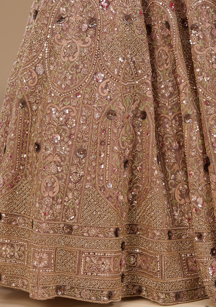 Baby Pink Cutdana Net Readymade Lehenga