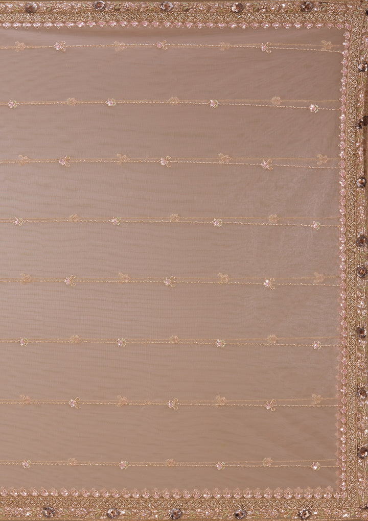Baby Pink Cutdana Net Readymade Lehenga